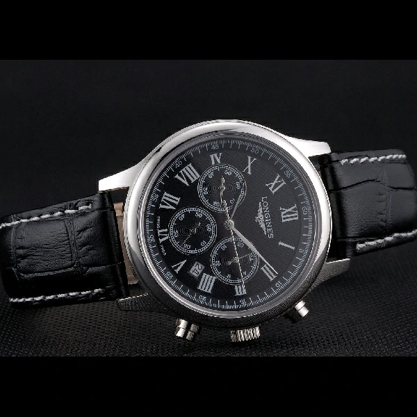 Longines Master Collection Black Leather Strap Black Dial new59189
