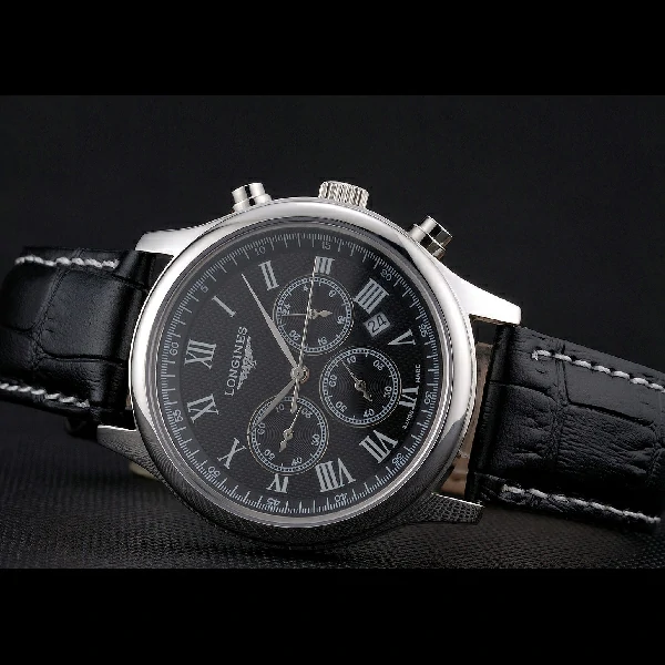 Longines Master Collection Black Leather Strap Black Dial new59189