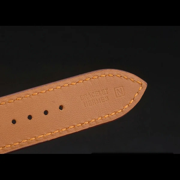 Hermes Heure H Rose Gold Bezel Orange Leather Strap White Dial new59198