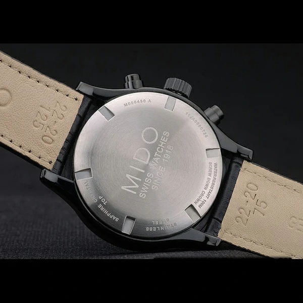 Mido Multifort Black Ceramic Bezel Black Croco Leather Bracelet Black Dial new59223