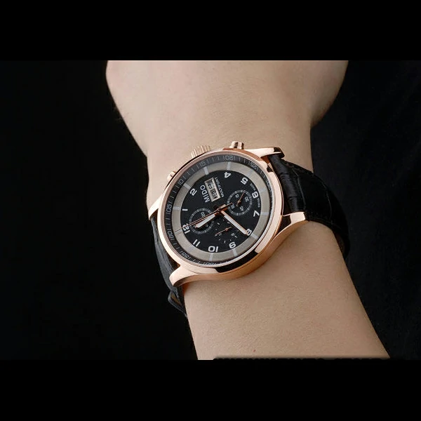 Mido Multifort Rose Gold Stainless Steel Bezel Black Croco Leather Bracelet Black Dial new59225