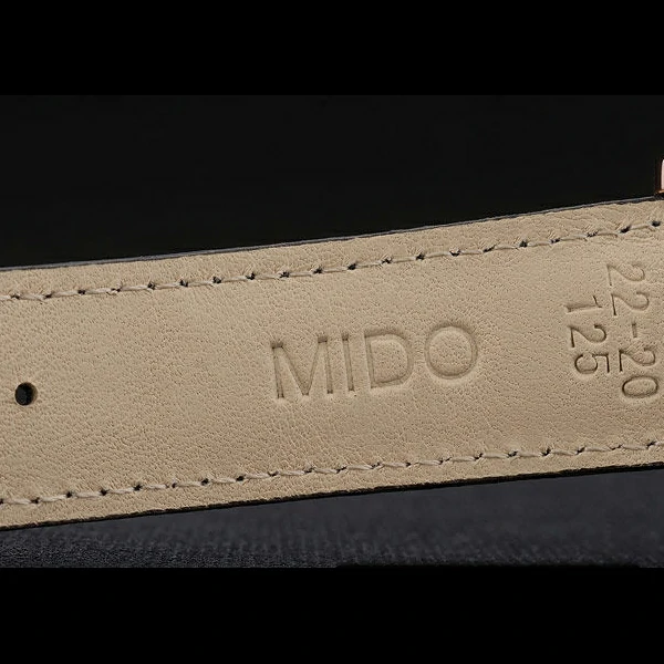 Mido Multifort Rose Gold Stainless Steel Bezel Black Croco Leather Bracelet Black Dial new59225