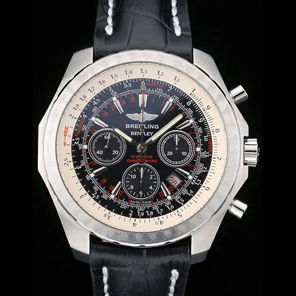 Breitling Bentley Black Croco Leather Bracelet Black Dial new59232