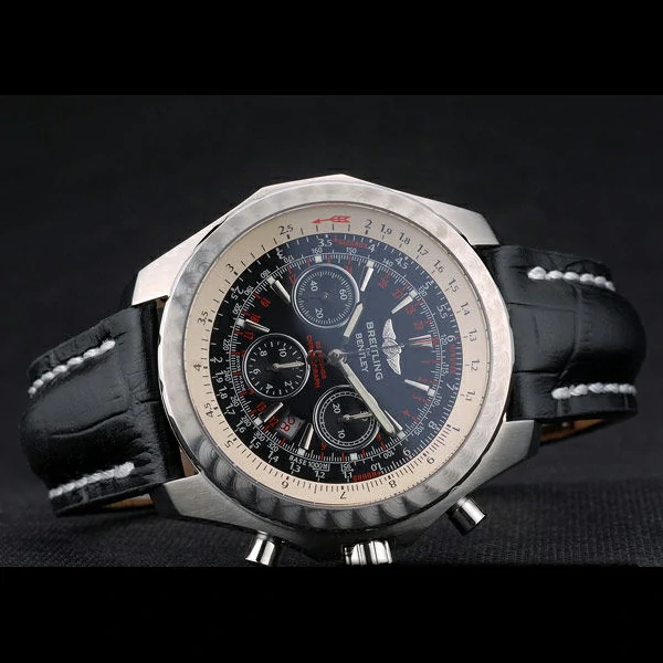Breitling Bentley Black Croco Leather Bracelet Black Dial new59232