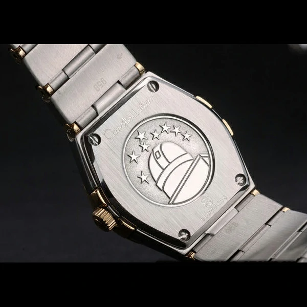 Lady Omega Constellation Stainless Steel Bracelet Golden Dial new59238
