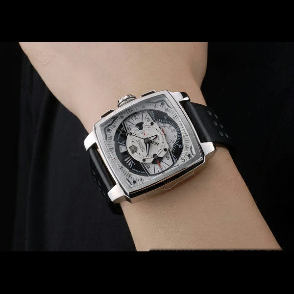 Tag Heuer Monaco Black Green Perforated Leather Strap White Dial new59251