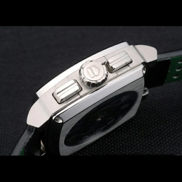 Tag Heuer Monaco Black Green Perforated Leather Strap White Dial new59251