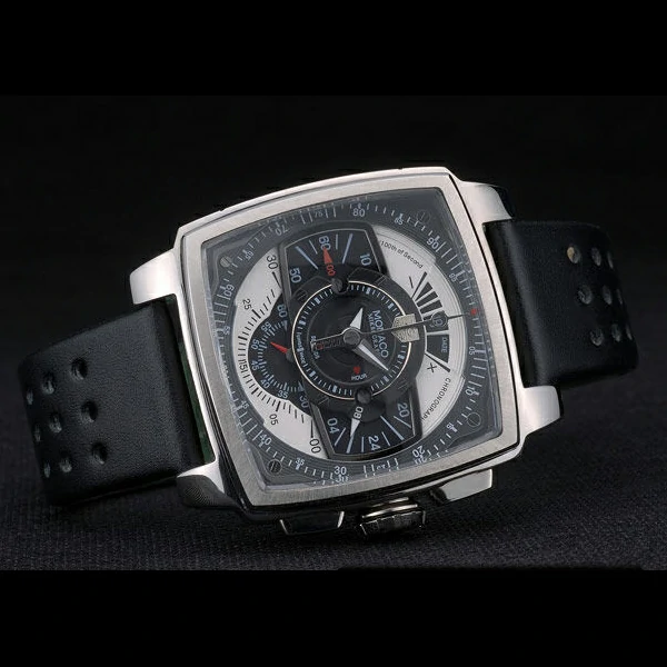 Tag Heuer Monaco Black Green Perforated Leather Strap Black Dial new59253