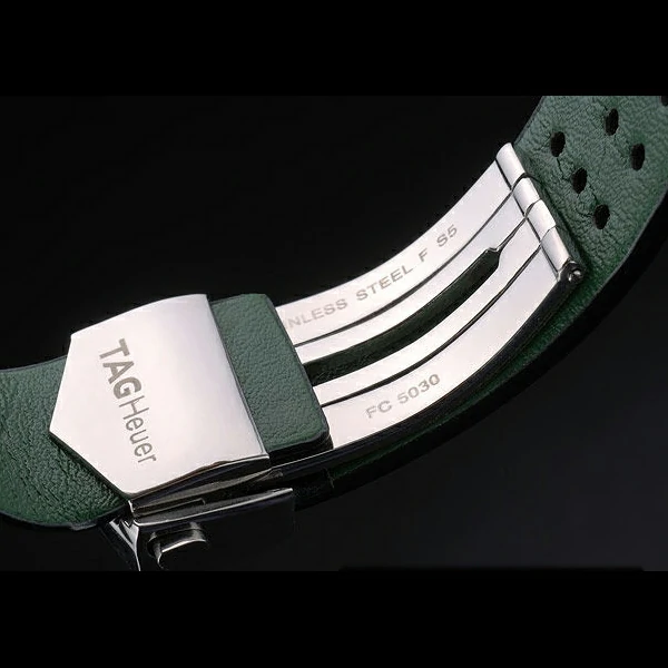 Tag Heuer Monaco Black Green Perforated Leather Strap Black Dial new59253