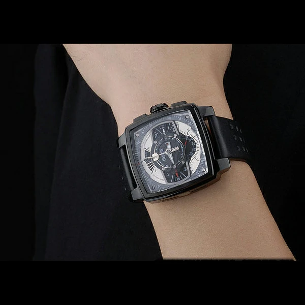 Tag Heuer Monaco Black Red Perforated Leather Strap Black Dial new59254