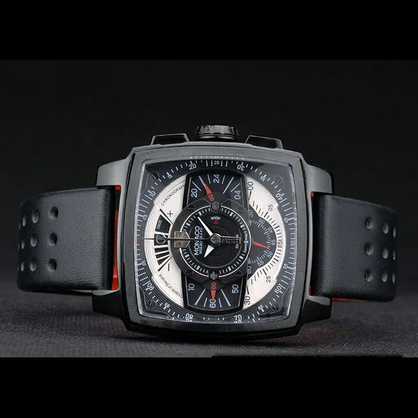 Tag Heuer Monaco Black Red Perforated Leather Strap Black Dial new59254