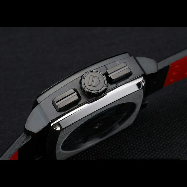 Tag Heuer Monaco Black Red Perforated Leather Strap Black Dial new59254