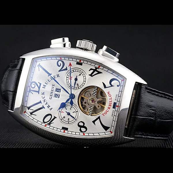 Franck Muller Casablanca Black Croco Leather Strap Tourbillon new59259