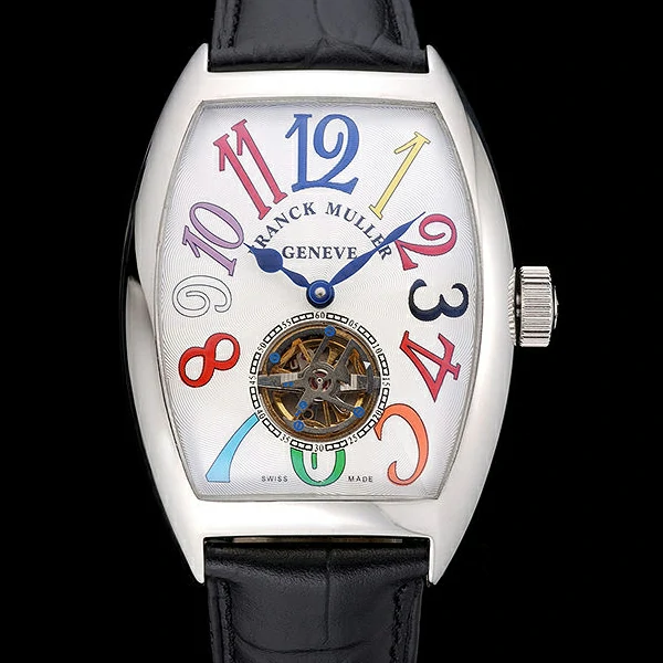 Franck Muller Casablanca Black Croco Leather Strap White Dial new59261