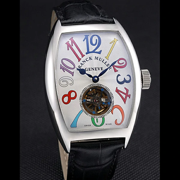 Franck Muller Casablanca Black Croco Leather Strap White Dial new59261