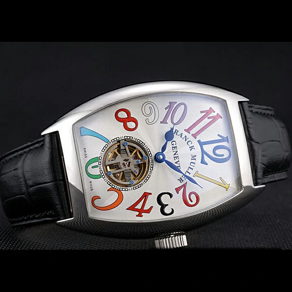 Franck Muller Casablanca Black Croco Leather Strap White Dial new59261