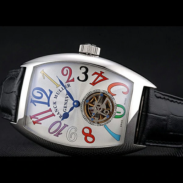 Franck Muller Casablanca Black Croco Leather Strap White Dial new59261