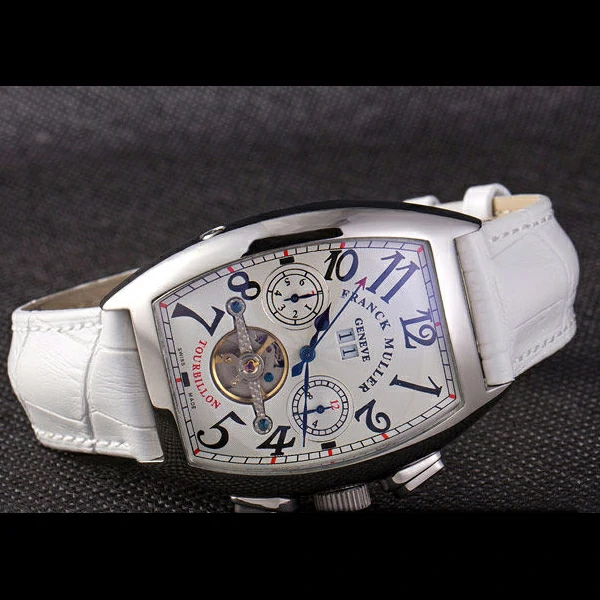 Franck Muller Casablanca White Croco Leather Strap White Dial new59264