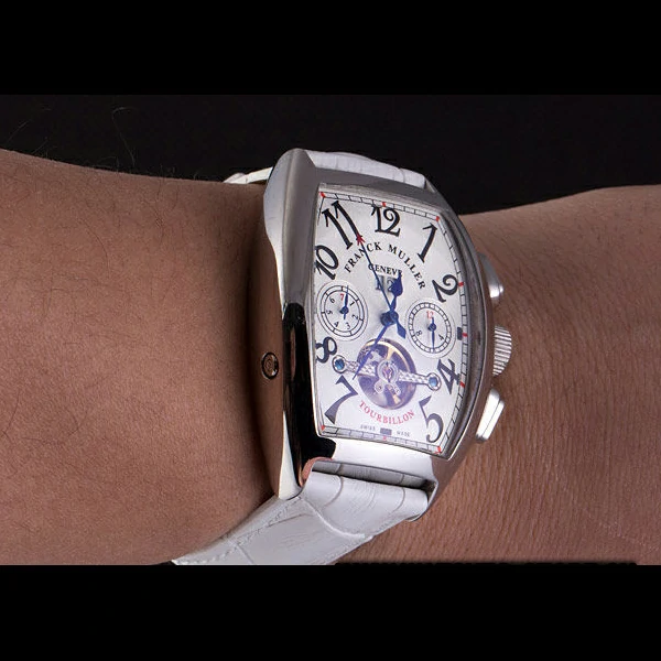 Franck Muller Casablanca White Croco Leather Strap White Dial new59264