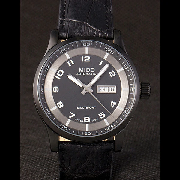 Mido Multifort Black Croco Leather Strap Black Silver Dial new59270