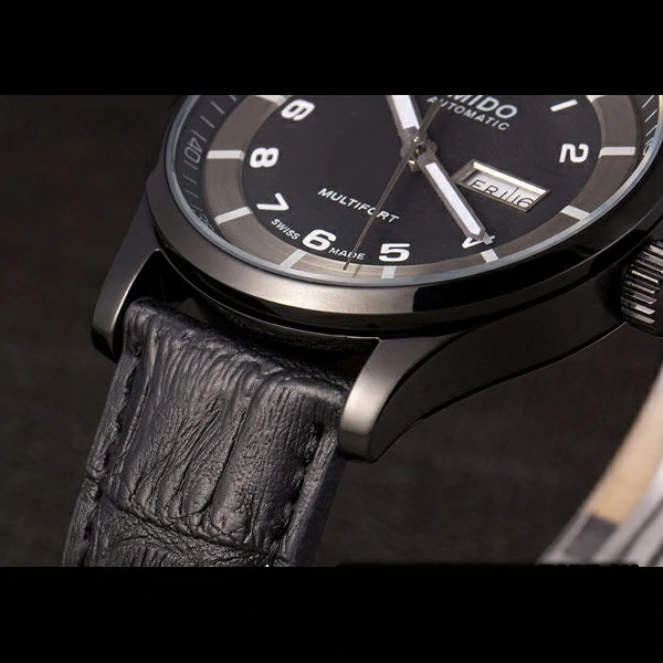 Mido Multifort Black Croco Leather Strap Black Silver Dial new59270