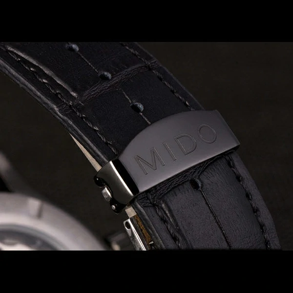 Mido Multifort Black Croco Leather Strap Black Silver Dial new59270