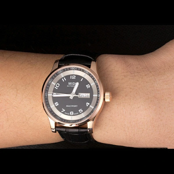 Mido Multifort Black Croco Leather Strap Black Silver Dial new59271