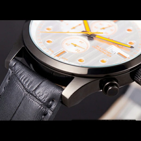 Mido Multifort Black Croco Leather Strap Orange Dial Details new59272
