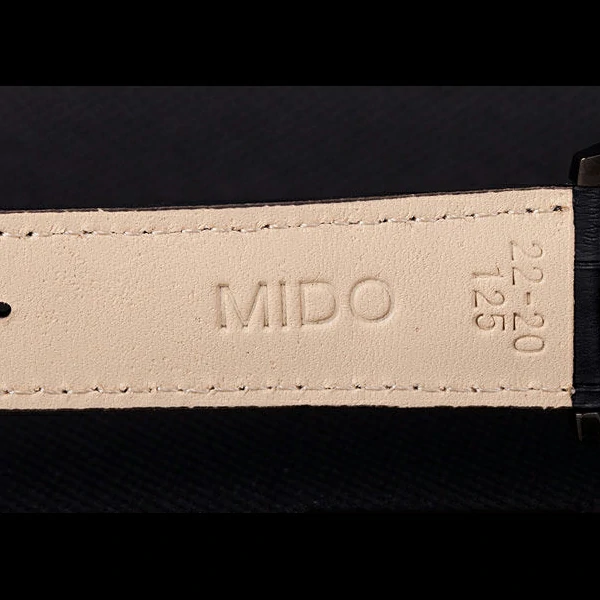 Mido Multifort Black Croco Leather Strap Orange Dial Details new59272