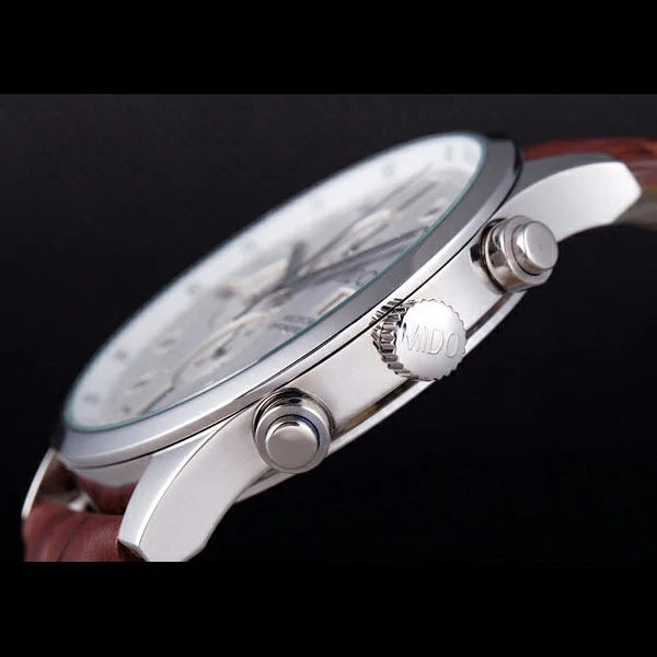 Mido Multifort Brown Croco Leather Strap White Dial new59274