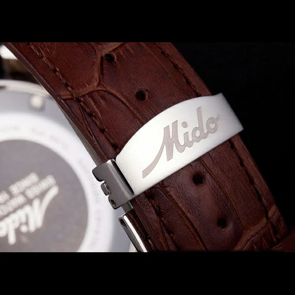 Mido Multifort Brown Croco Leather Strap White Dial new59274