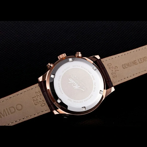 Mido Multifort Brown Croco Leather Strap White Dial new59275
