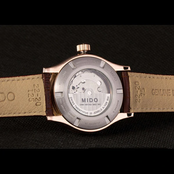 Mido Multifort Brown Croco Leather Strap White Silver Dial new59276