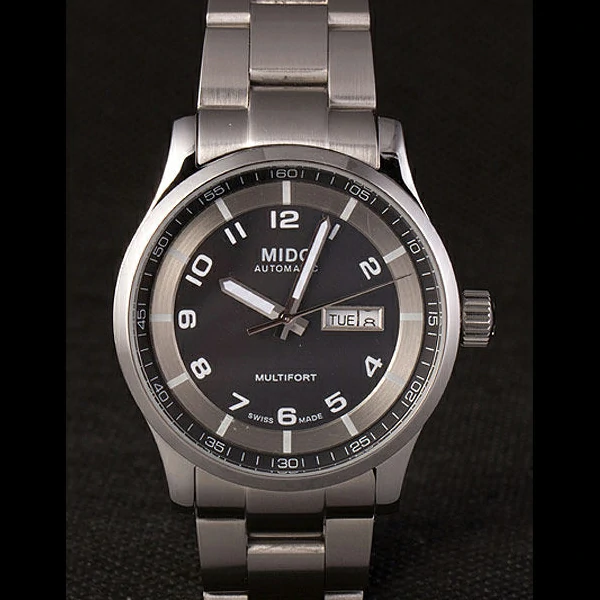 Mido Multifort Stainless Steel Strap Black Silver Dial new59277