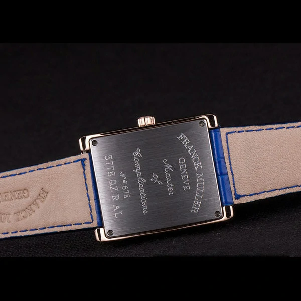 Franck Muller Infinity Diamond Encrusted Rose Gold Bezel Blue Croco Bracelet new59291