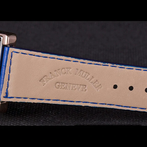 Franck Muller Infinity Diamond Encrusted Rose Gold Bezel Blue Croco Bracelet new59291