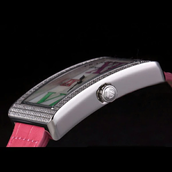 Franck Muller Infinity Diamond Encrusted Rose Gold Bezel Pink Croco Bracelet new59292