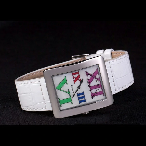 Franck Muller Infinity Stainless Steel Bezel White Croco Bracelet new59293