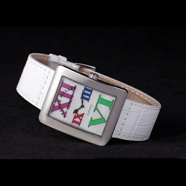 Franck Muller Infinity Stainless Steel Bezel White Croco Bracelet new59293