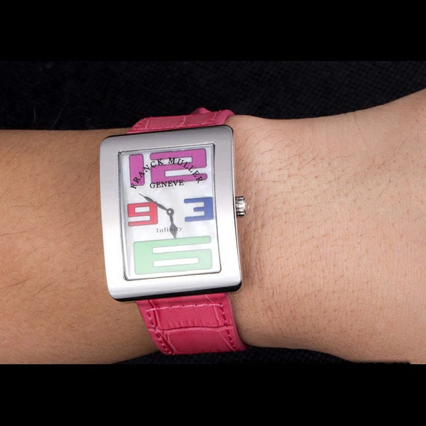Franck Muller Infinity Stainless Steel Bezel Pink Croco Bracelet new59295