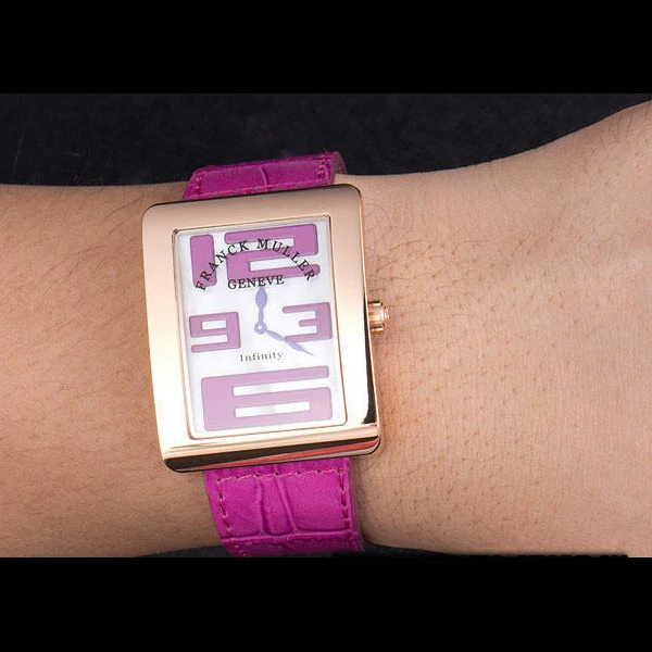 Franck Muller Infinity Rose Gold Bezel Fuchsia Croco Bracelet new59296