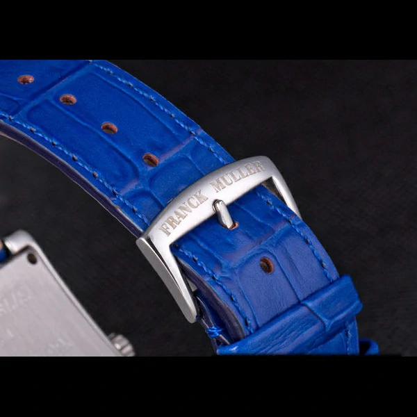 Franck Muller Infinity Polished Stainless Steel Bezel Blue Croco Bracelet new59303