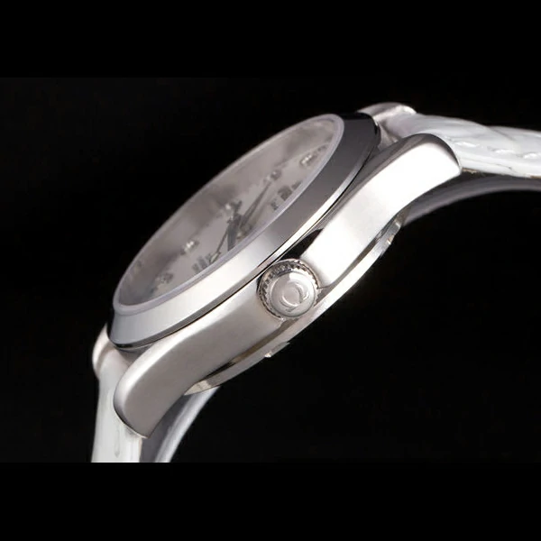Omega Seamaster Lady White Leather Bracelet White Patterned Dial new59347