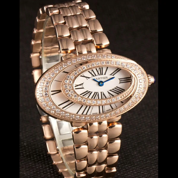 Cartier Baignoire Hypnose White Dial Diamonds Gold Case Gold Bracelet new59381