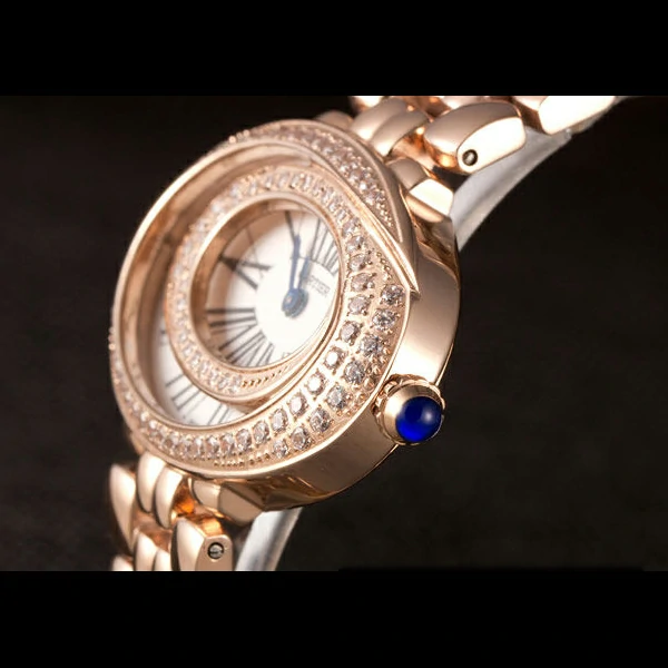 Cartier Baignoire Hypnose White Dial Diamonds Gold Case Gold Bracelet new59381
