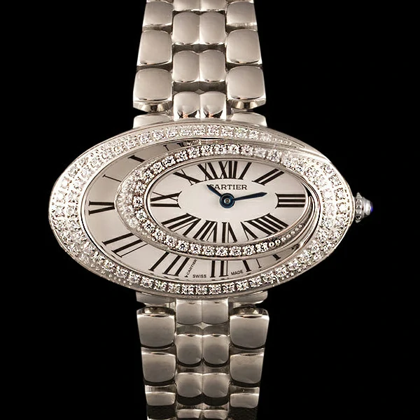 Cartier Baignoire Hypnose White Dial Diamonds Steel Case Steel Bracelet new59382