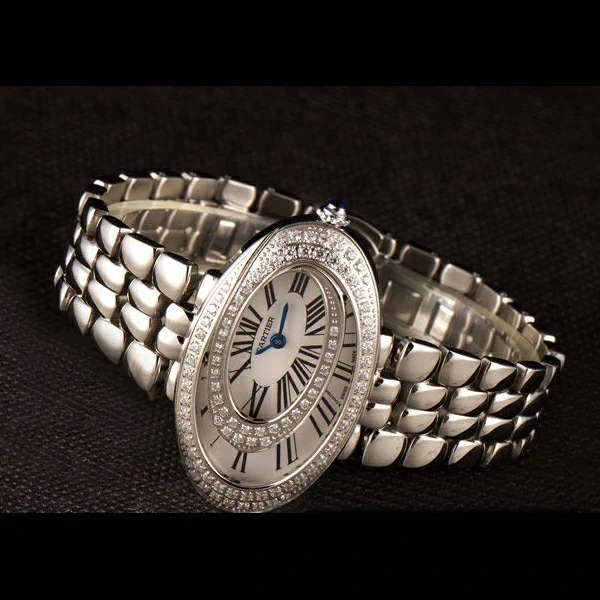 Cartier Baignoire Hypnose White Dial Diamonds Steel Case Steel Bracelet new59382