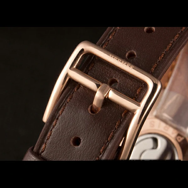 Hermes Classic MOP Dial Brown Leather Bracelet new59397