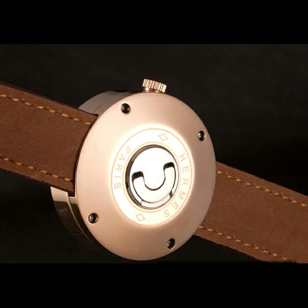 Hermes Classic MOP Dial Brown Leather Bracelet new59397