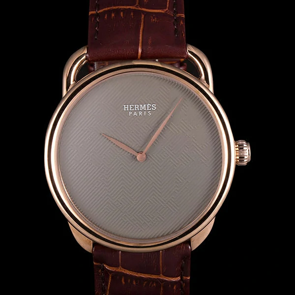 Hermes Classic Croco Leather Strap Silver Dial new59401
